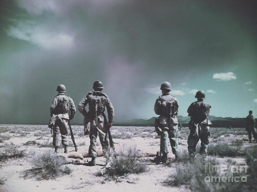Military Soldiers Watching For Explosion Photograph by Bettmann