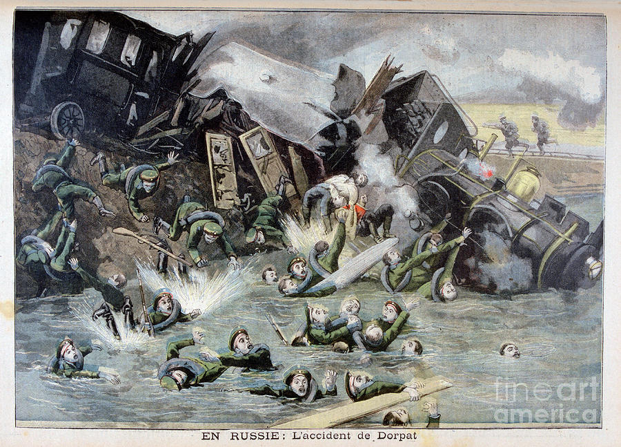 Military Train Accident In Dorpat Drawing by Print Collector