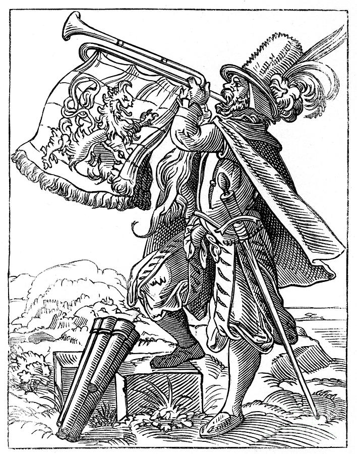 Military Trumpeter, 16th Century Drawing by Print Collector