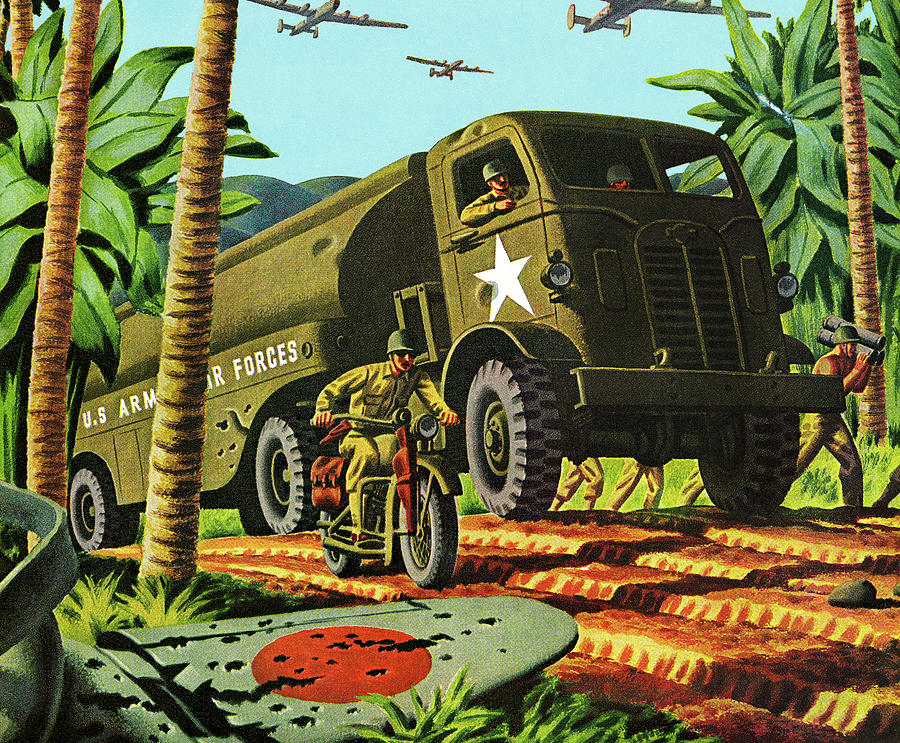 Jungle Drawing - Military Vehicles in the Jungle by CSA Images