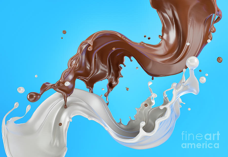 Milk And Chocolate Splashing Against Each Other Photograph by Leonello Calvetti/science Photo Library