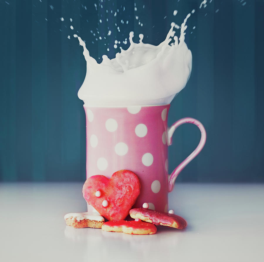 Milk And Heart Shape Cookies Photograph by Julia Davila-lampe