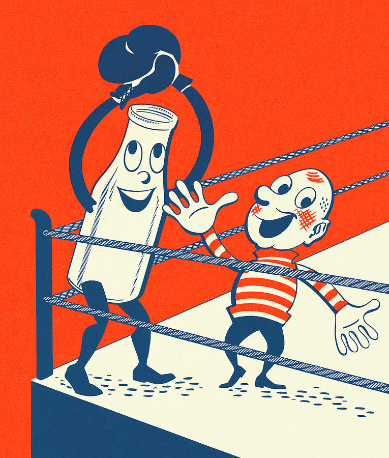 Sports Drawing - Milk Bottle Character as a Boxer by CSA Images