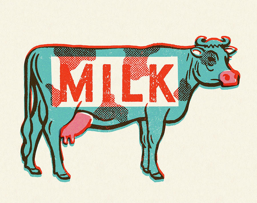Typography Drawing - Milk Cow by CSA Images