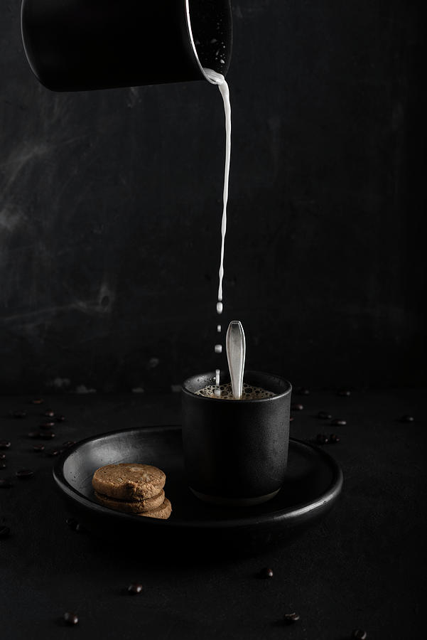 Milk Drips Into Hot Coffee Photograph by Corina Bouweriks Fotografie