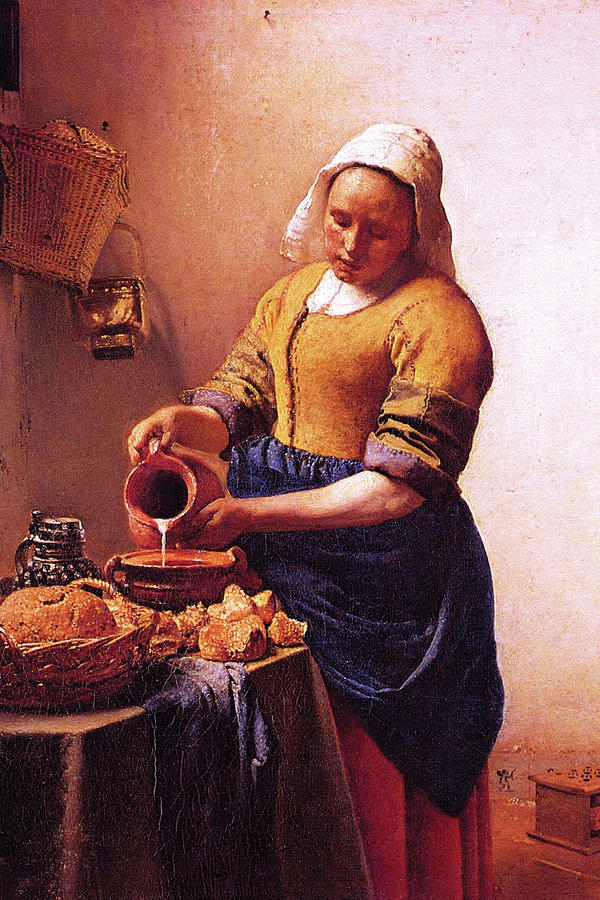 Milk maid Painting by Johannes Vermeer