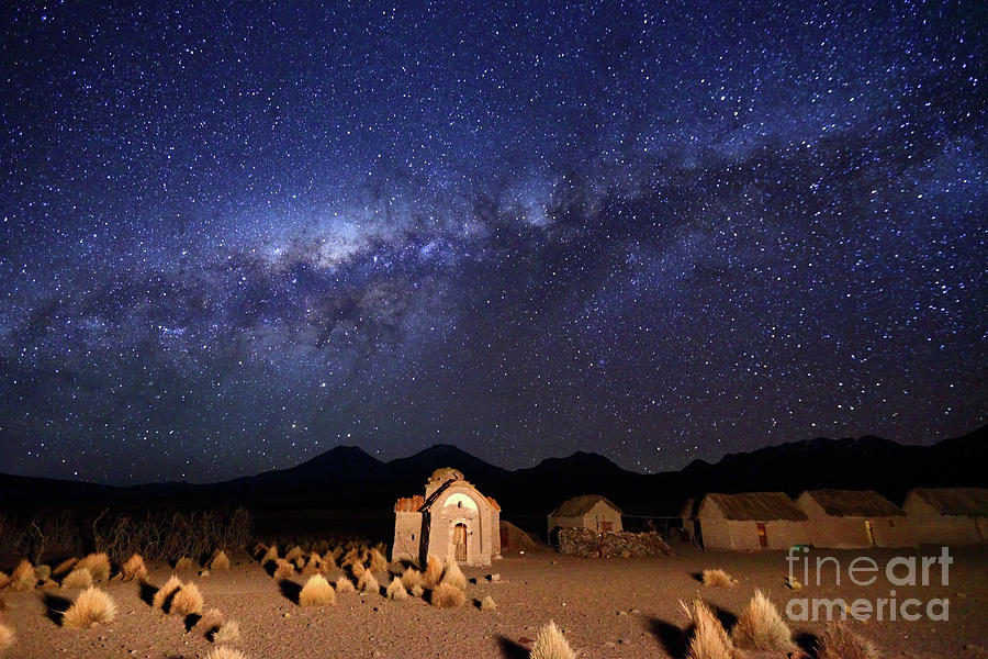 Milky Way Above Abandoned Village and Church Bolivia Photograph by James Brunker