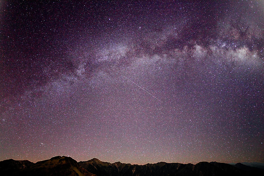 Milky Way And A Meteor Over Mountains Photograph by Thunderbolt tw (bai Heng-yao) Photography