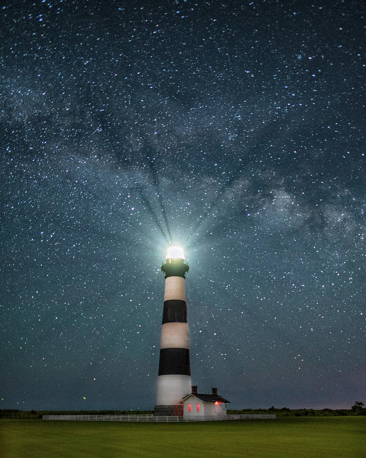 Milky Way and Bodie Lighthouse Photograph by Minnie Gallman