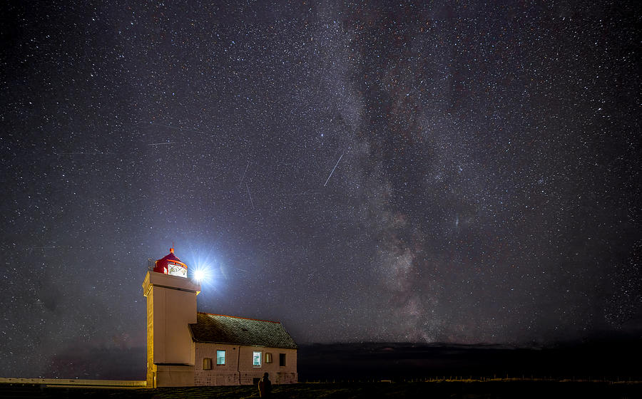 Milky Way And Meteor Shower Over Obrestad Fyr Photograph by Zaheer Khan