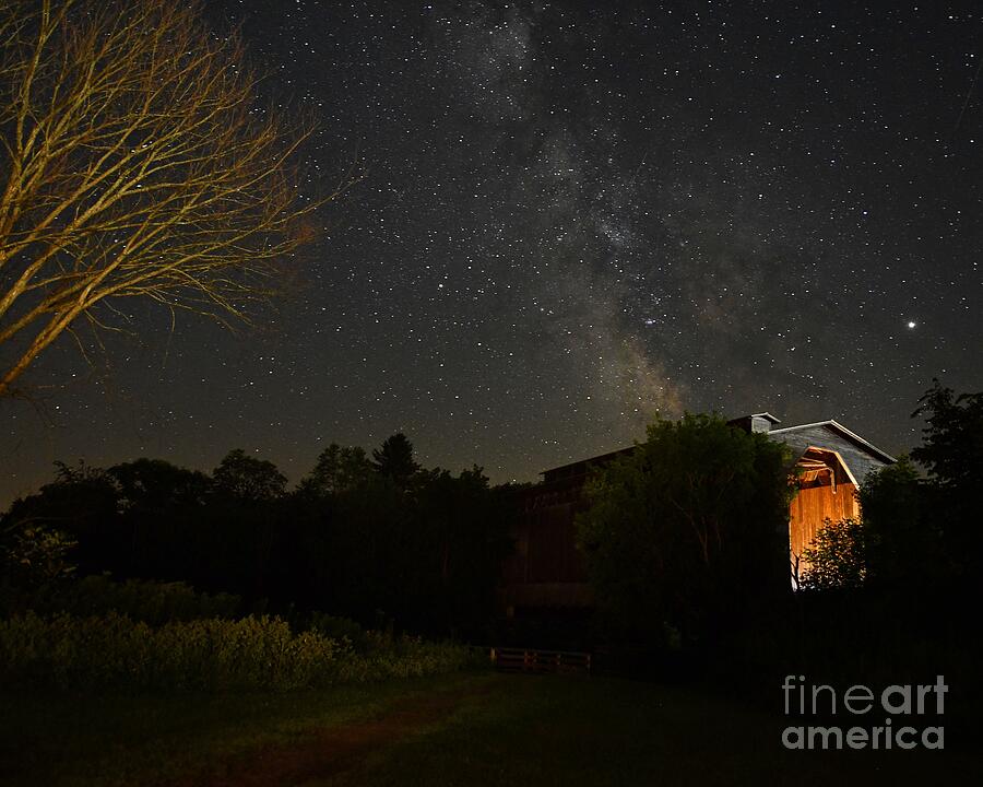 Milky Way and the Covered Bridge Photograph by Steve Brown