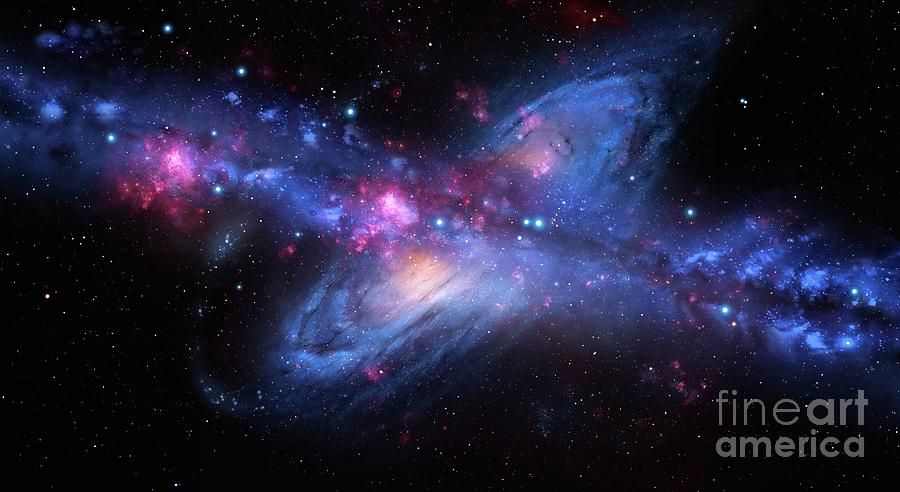 Space Photograph - Milky Way Colliding With Andromeda by Mark Garlick/science Photo Library