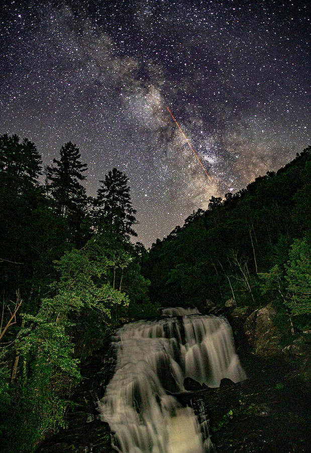Milky Way featuring Bald River Falls Photograph by Kelly Kennon