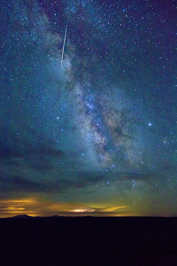Space Photograph - Milky Way Meteor with lightning. by Wasatch Light