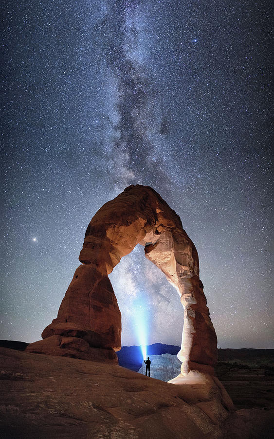 Milky Way Night sky in Moab Arches National Park by OLena Art Photograph by OLena Art by Lena Owens - Vibrant DESIGN