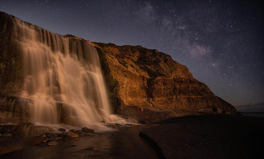 Nature Photograph - Milky Way Over Alamere Falls by April Xie