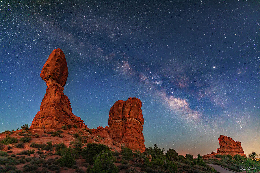  Milky Way Over Balanced Rock at Twilight Photograph by Dan Norris