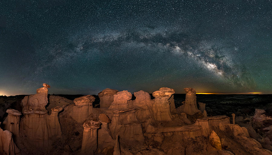 Milky Way Over Bisti/de-na-zin Wilderness Photograph by Hua Zhu