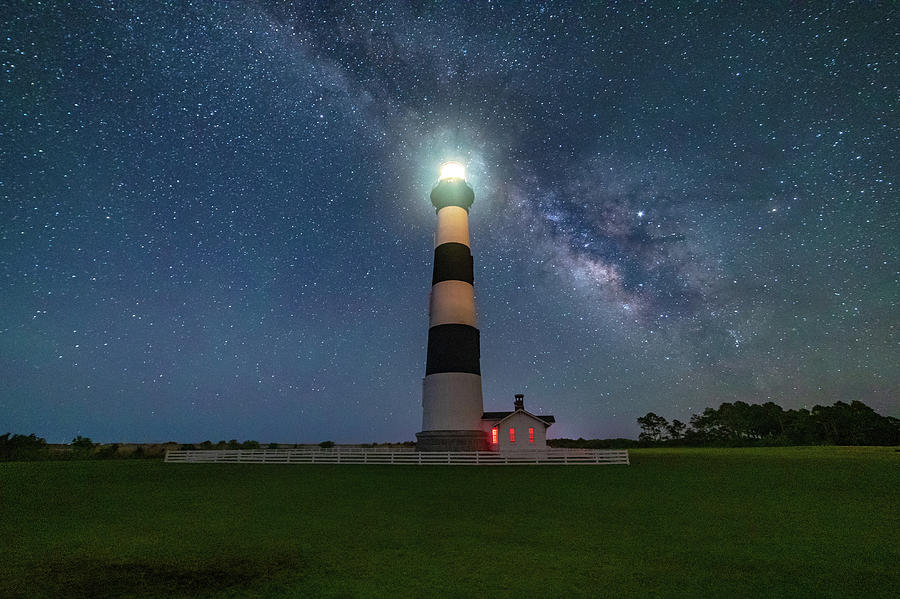 Milky Way over Bodie Island Light III by Claudia Domenig