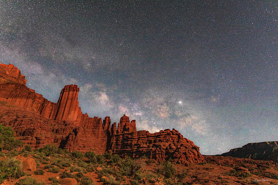Milky Way over Fisher Towers Photograph by Dan Norris