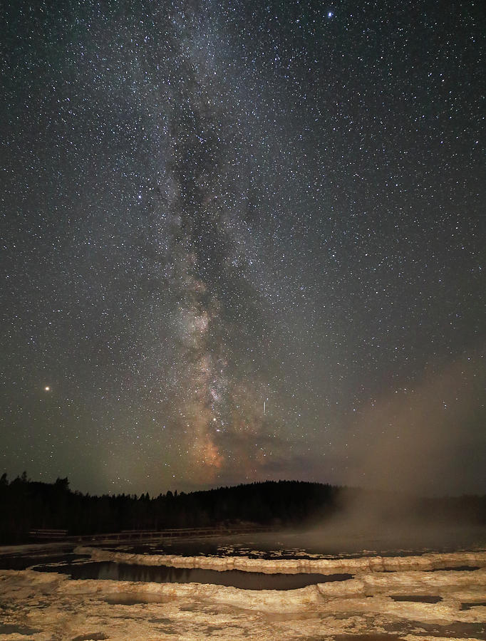 Milky Way over Great Fountain Geyser Photograph by Jean Clark