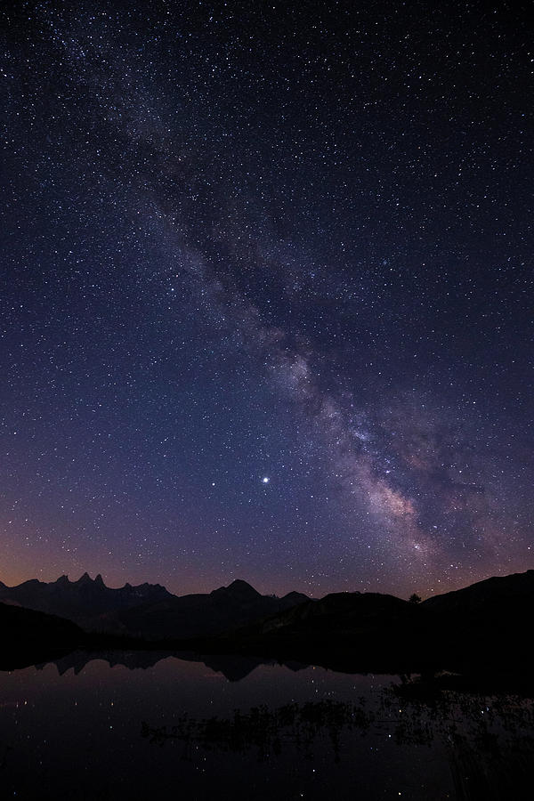 Milky Way Over Lake Guichard And The Aiguilles D'arves. Photograph by ...