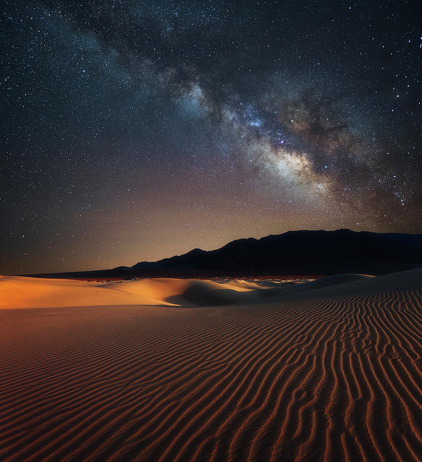 Deserts Photograph - Milky Way Over Mesquite Dunes by Darren White Photography