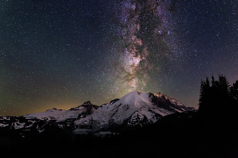 Milky Way over Mt Rainier Photograph by Judi Kubes