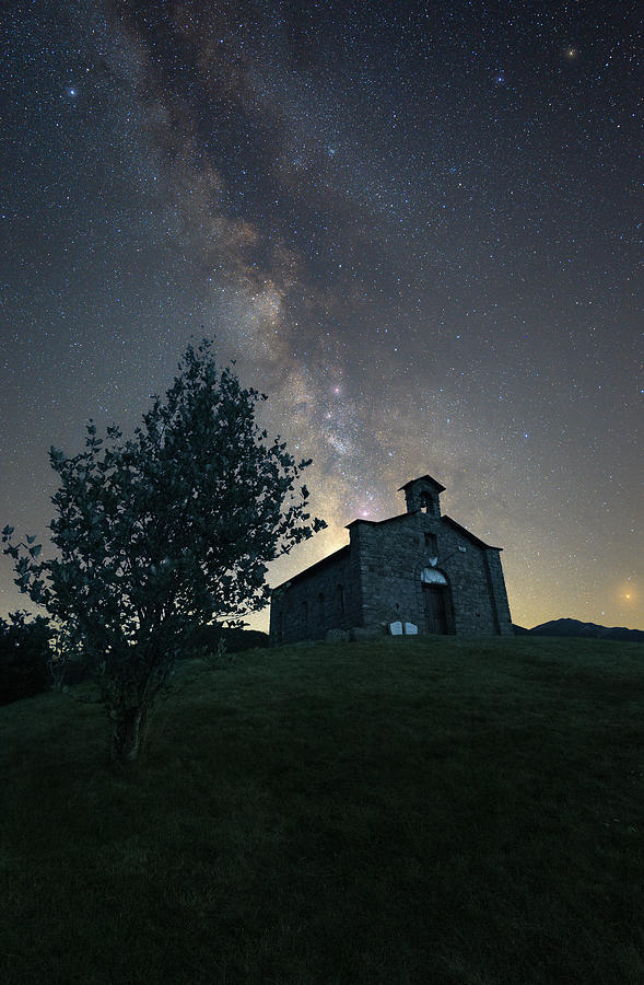 Night Photograph - Milky Way Over Passo Del Cirone by Samer Asad