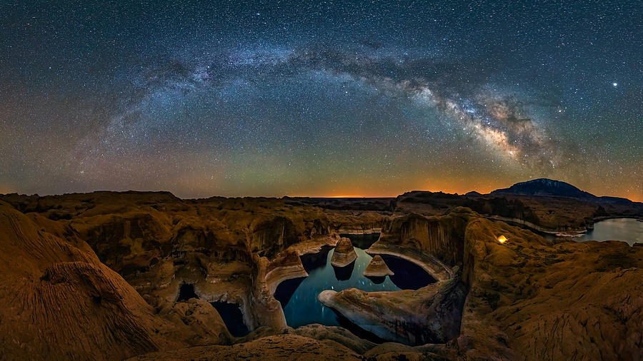 Reflection Photograph - Milky Way Over Reflection Canyon by Hua Zhu
