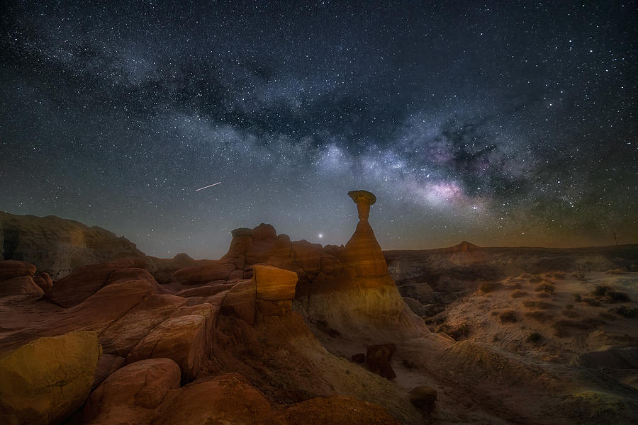 Milky Way Over Toadstool Hoodoos Photograph by Jianping Yang