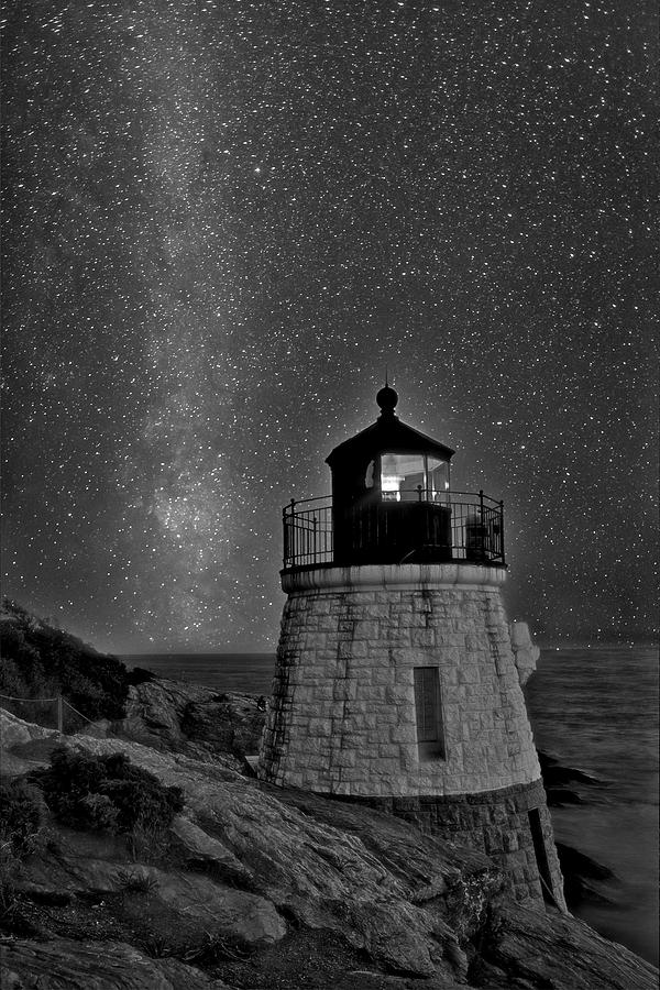 Milky Way Rising Over Castle Hill BW Photograph by Susan Candelario