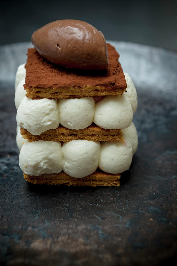Mille Feuille Of Milk Cheesecake And Cocoa Sorbet Photograph by Nitin Kapoor