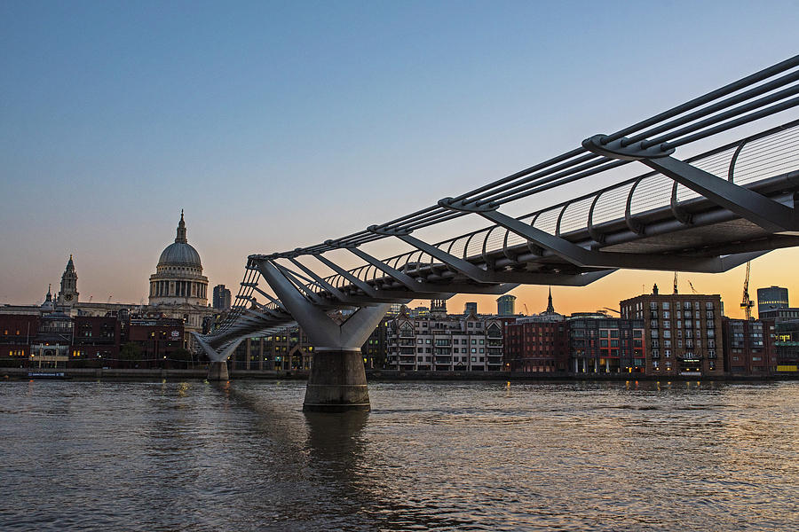 Millennium Bridge at Sunrise Thames River London UK United Kingdom Photograph by Toby McGuire
