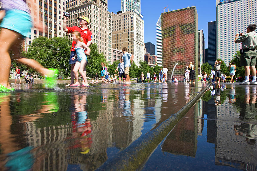 Millennium Park Fountain, Chicago Digital Art by Stefano Amantini