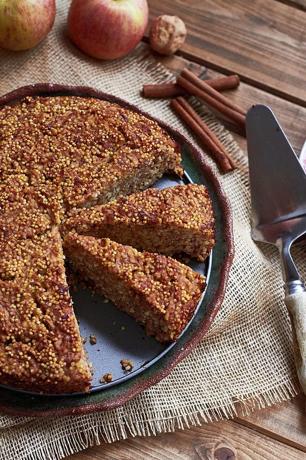 Millet And Apple Cake, Sliced Photograph by Helena Krol