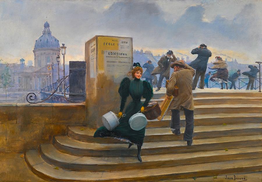 Vintage Painting - Milliner on the Pont des Arts by Mountain Dreams