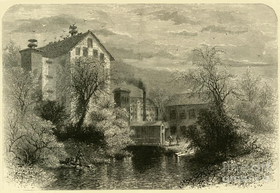 Mills On Blackstone River Drawing by Print Collector