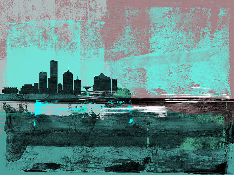 Milwaukee Mixed Media - Milwaukee Abstract Skyline II by Naxart Studio