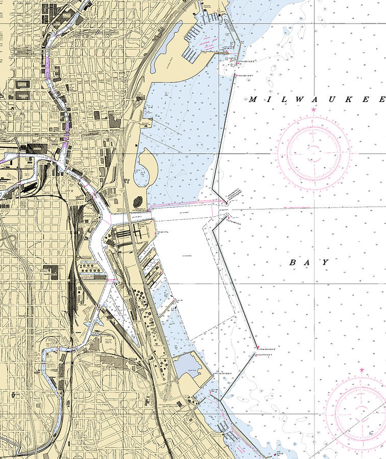 Milwaukee Harbor-lake Michigan Nautical Chart Mixed Media by Sea Koast ...