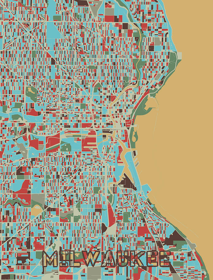 Milwaukee Map Retro 3 Digital Art
