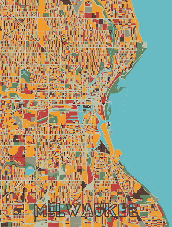 Milwaukee Map Retro Digital Art by Bekim M
