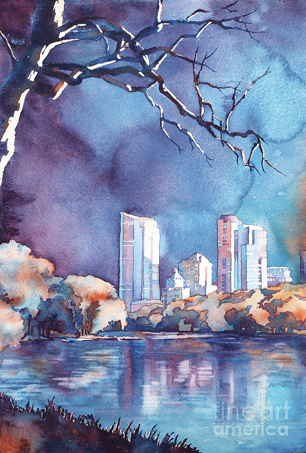 Original acrylic painting of Milwaukee skyline