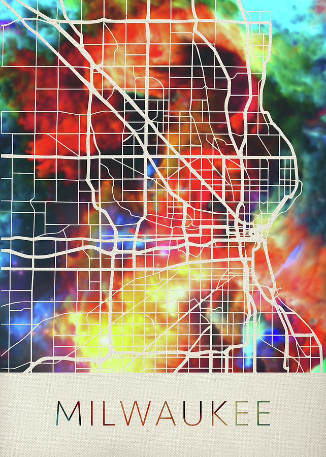 Milwaukee Mixed Media - Milwaukee Wisconsin Watercolor City Street Map by Design Turnpike