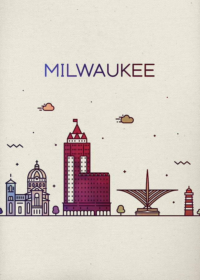 Milwaukee Mixed Media - Milwaukee Wisconsin Whimsical City Skyline Fun Bright Tall Series by Design Turnpike