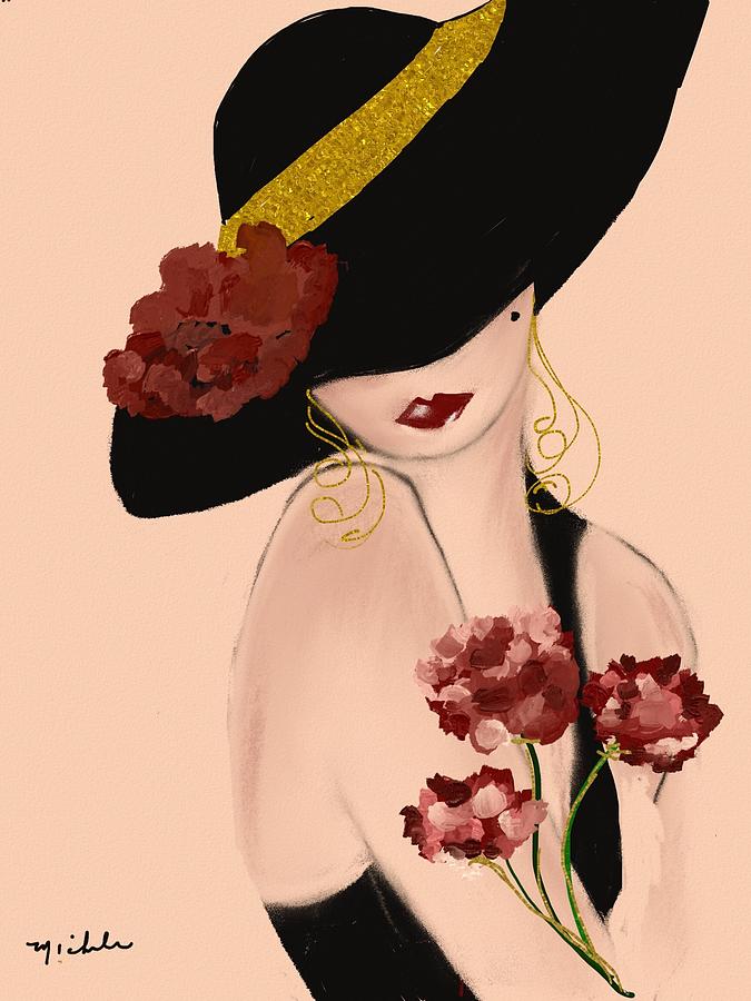 Mimi Loves Red Roses Digital Art by Michele Koutris