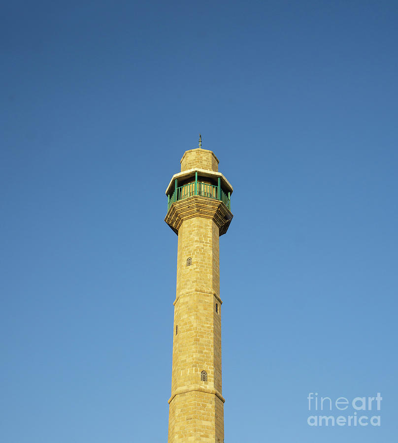 Minaret tower of the Hassan Bek Mosque in the Jaffa sector of Te Photograph by William Kuta