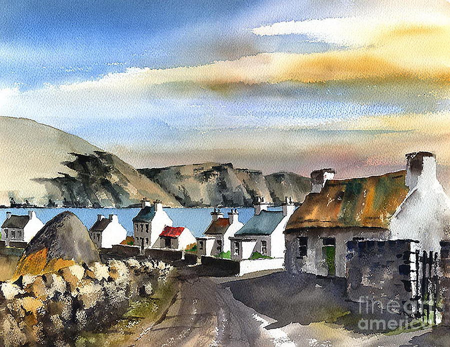 Minaun Cliffs, Keel, Achill, Mayo Painting by Val Byrne