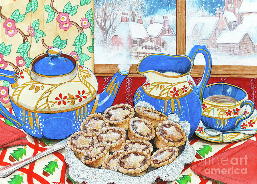 Winter Painting - Mince Pies And Tea by Tony Todd