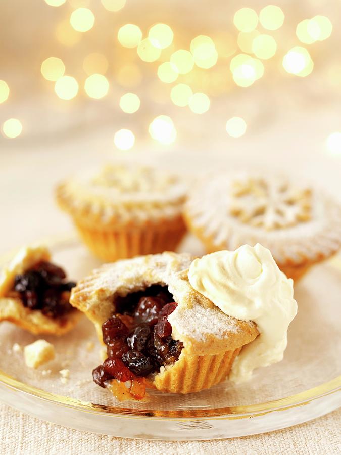 Mince Pies With Cream At Christmas Photograph by Adam, Frank | Fine Art ...